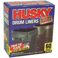Poly-America Husky 55 Gallon Nothing's Tougher Clear Drum Can Liners Trash Garbage Bags, 60 Count, 1 Mil. 